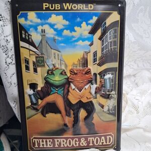 Pub World Frog and Toad Metal‎ Sign Vintage Style Wall Decor 12x7.5
